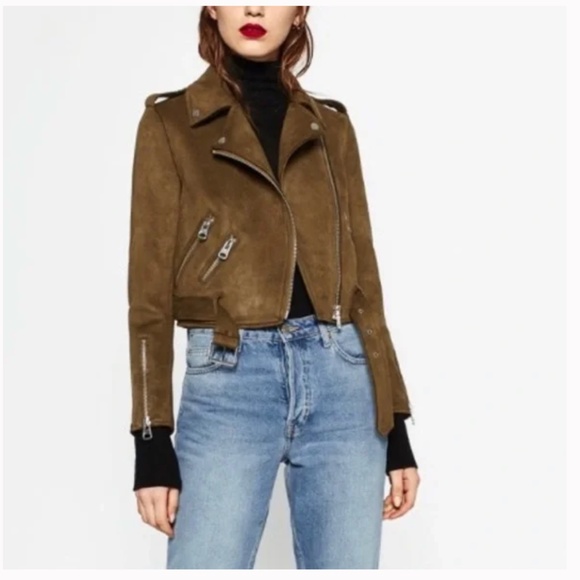 Zara Brown Leather Jacket - Picture 3 of 10